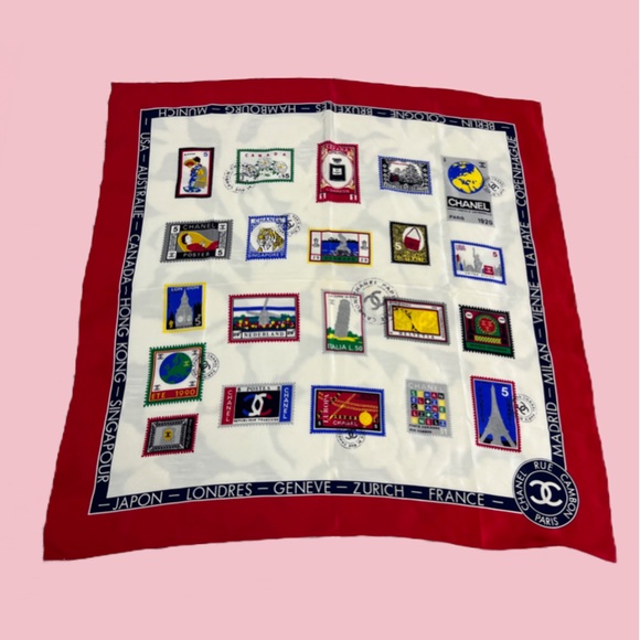 CHANEL Accessories Chanel World Stamp Scarf 0 Silk Scarfvintage Poshmark